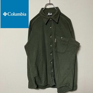 希少 90s 古着 Columbia コロンビア フリースシャツ カーキ 旧タグ ワークシャツ 長袖シャツ