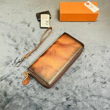 【浅草革具】ダブルファスナー ダブルジップ メンズ財布 長財布 牛革 1円 本革 ハンドメイド ロングウォレット ラウンドファスナー 革財布_画像3