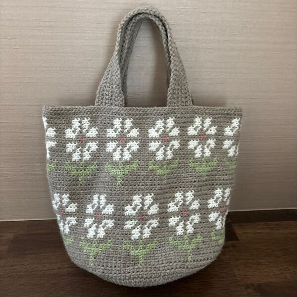 ハンドメイド かぎ編み デイジーのハンドバッグ ⑥