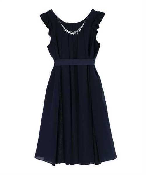 axes femme アクシーズファム Aライン2WAYドレス 紺 ネイビー Mサイズ 結婚式 パーティー お食事会 お呼ばれ ワンピース ネックレス付