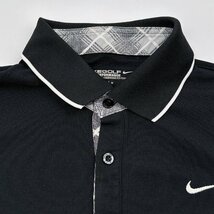 ゴルフ◆NIKE ナイキ ドライフィット ロゴ刺繍入り 半袖 ポロシャツ M/メンズ/スポーツ/ブラック_画像3