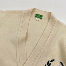 80sビンテージ◆FRED PERRY フレッドペリー んが袖 ウール ニット カーディガン セーター L/アイボリー系/男女でも ヒットユニオン_画像5