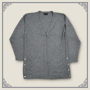 カシミヤ100%◆BLANC TOILE 裾ボタン デザイン カシミアウール ニット 羽織 サイズF/グレー系/レディース