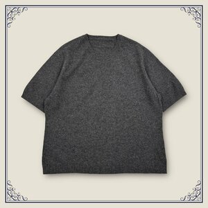 カシミヤ100%◆DELICE SPORTS カシミアウール 半袖 ニット セーター サイズLL＋/グレー系/大きいサイズ/レディース