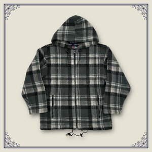 90s ビンテージ◆CHAPS RALPH LAUREN チャップス ラルフローレン チェック柄 ボアフリース パーカー ジャケット Lサイズ /日登美代理