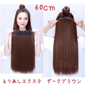 送料無料 ダークブラウン えりあしエクステ ウィッグ かつら ナチュラル エクステション フリーサイズ 茶色 茶髪 No.853 A