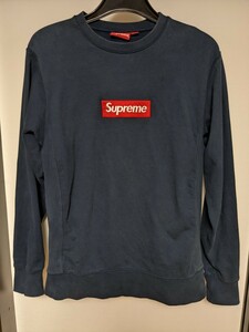 正月特価【送料込】Supreme シュプリーム ボックスロゴ スウェット クルーネック Lサイズ ワングラム ネイビー　本物　※おまけ付き