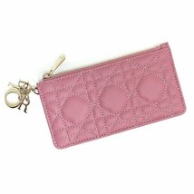 （未使用　展示品）クリスチャンディオール Christian Dior カナージュ LADY DIOR ジップカードホルダー コインケース ピンク S0478ONMJ_画像1