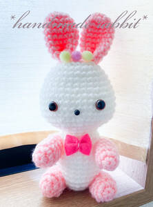 Art hand Auction New Amigurumi Handmade Rabbit Stuffed Toy Handmade Key Crochet Wool Interior Cute Pink Girls Miscellaneous Goods, toy, game, stuffed toy, Amigurumi