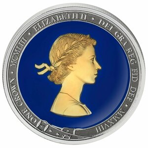 2108 イギリス トリスタンダクーニャ エリザベス 女王 サファイア コロネーション 戴冠式 ジュビリー クラウン ピエフォー シルバー コイン