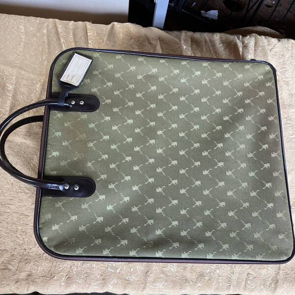 ビンテージ アンティーク 鹿模様 旅行バッグ カバン 緑 グリーン