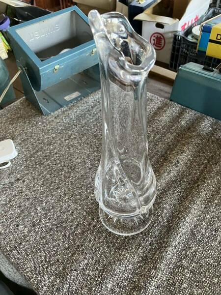 ガラス　花瓶　クリスタル　レトロ　ヴィンテージ　クリスタルガラス