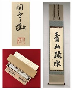 【千寿】大徳寺 王林院 森洞雲 青山緑水 紙本 d187◆箱/茶道具/古美術/時代品/掛軸/100016938