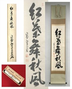 【千寿】大徳寺派 孤蓬庵 小堀卓厳 紅葉舞秋風 紙本 d192◆箱/茶道具/古美術/時代品/掛軸/100016948