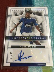 01/49 アレックスイウォビ PANINI IMPECCABLE SOCCER STARS EVERTON ALEX IWOBI 直筆サイン エヴァートン