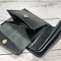 ハンドメイド★【ミネルバボックス&栃木レザー】ハーフウォレット★タバコ×ブラック　RiDo LeatherWorks　二つ折り財布　イタリアンレザー_画像7