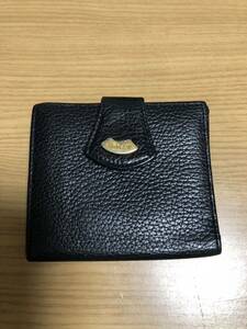 中古　BALLY バリー　レザー小銭入れ付き 二つ折財布 黒　ブラック　財布　ショルダー　2つ折り財布 皮