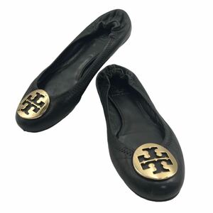 TORY BURCH トリーバーチ フラットシューズ バレエシューズ ロゴ ゴールド金具 ブラック 黒 レザー 6 1/2 6ハーフ 23.5cm