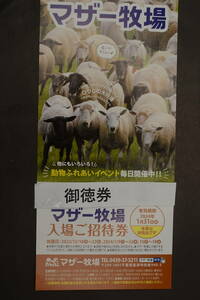 マザー牧場　入場ご招待券　期限2024/1/31　1枚500円　2枚セット1000円　送料無料