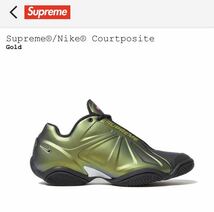 希少30cm Supreme × Nike Air Zoom Courtposite Gold US12 シュプリーム ナイキ エアズーム コートポジット ゴールドBox Logo Tee SB Dunk_画像3