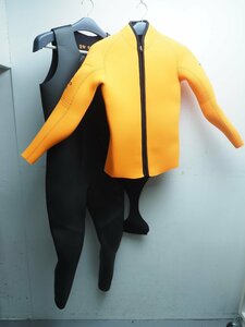 USED WorldDive world large b2 piece 7mm wet suit men's 170cm/63kg flat putting size : chest 46cm..42cm..46cm rank :AA [55141]