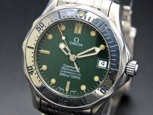 1円 稼動品★正規品 OMEGA オメガ 2553.41 シーマスター 300 ジャックマイヨール 3000本限定 グリーン 自動巻き ボーイズ腕時計 TTKLG2368