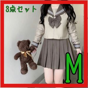 セーラー服　コスプレ　JK 長袖　学生服　スカート　リボン　M