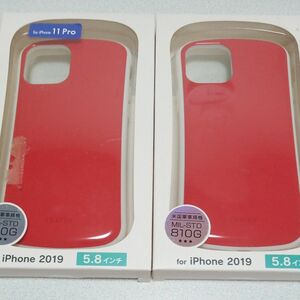 トリニティ iPhone 11 Pro用 [CRAYON] 衝撃吸収ハイブリッドケース エディオンオリジナル レッド ２個セット