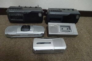 棚19・A1704　AIWA　CS-P50/SONY　CFM-E5/VICTOR　RC-S1m/Panasonic　RX-M40・RX-M40AA　ラジオ ステレオ カセットレコーダー　5台セット 