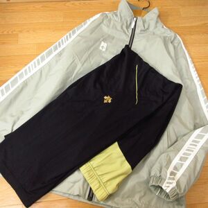 ◎使用少なめ！M-L 上下セット！DESCENTE デサント◆セットアップ ウィンドジャケット&ジャージパンツ◆メンズ グレーx黒◆B2782