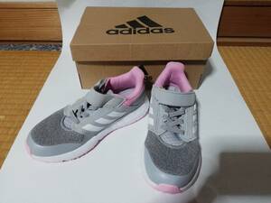 adidas アディダス　子供用スニーカー　１９センチ　ライトグレー/ピンク