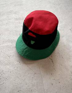 ☆★ 90s〜 USA製 “ PAN-AFRICANISM ” COTTON BUCKET HAT OLD VINTAGE アメリカ製 アフリカ連合 バケットハット オールド ビンテージ