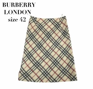 中古 バーバリーロンドン BURBERRY LONDON 膝丈 スカートノバチェック柄 厚手 レディース 大きいサイズ 42