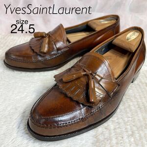 イヴ・サンローランYVES SAINT LAURENT タッセルローファー スリッポン ビジネスシューズ24.5EE