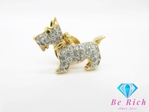 スワロフスキー SWAROVSKI 犬 ドッグ モチーフ ピン ブローチ クリア ゴールド クリスタル ガラス ジュエリー アクセサリー【中古】ba2491_画像1