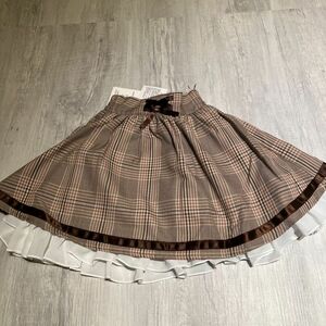 女の子 スカート チェック 茶色 フリル 子供服 バースデー キッズ ブラウン 秋冬