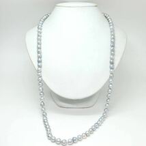 《アコヤ本真珠ロングネックレス》N 8.0mm珠 69.3g 81cm pearl necklace jewelry ナチュラルブルー ジュエリー DE0/EA2_画像2