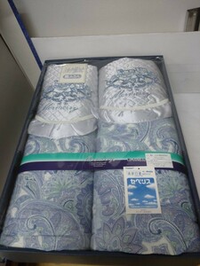 ☆東レ シルク混肌掛布団２枚入 150×200 マーメリー ブルー 中綿に東レ セベリス使用 未使用品
