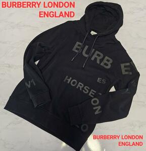 現行タグ　バーバリーロンドンイングランド　パーカー　ブラック　　 BURBERRY LONDON ENGLAND バーバリー ラバーロゴ ビックロゴ 黒