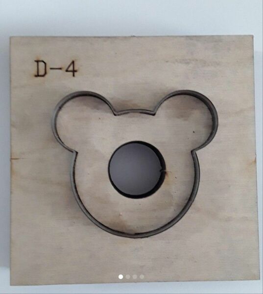 マウス、小熊型の 抜き型　型紙パンチレザークラフト