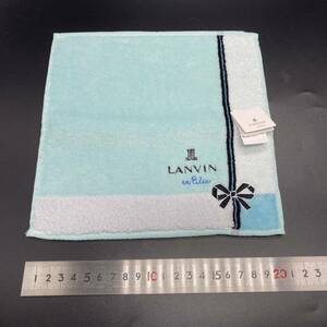 LANVIN ランバン タオルハンカチ ライトブルー リボン　no.28