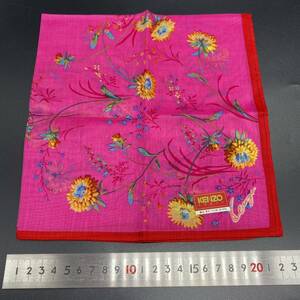 KENZO Kenzo носовой платок цветочный принт розовый край красный no.29