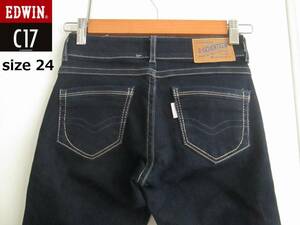 C17 C-SEVENTEEN EDWIN CP222 * W24/ waist approximately 64cm * lady's stretch skinny jeans Denim pants dark blue 