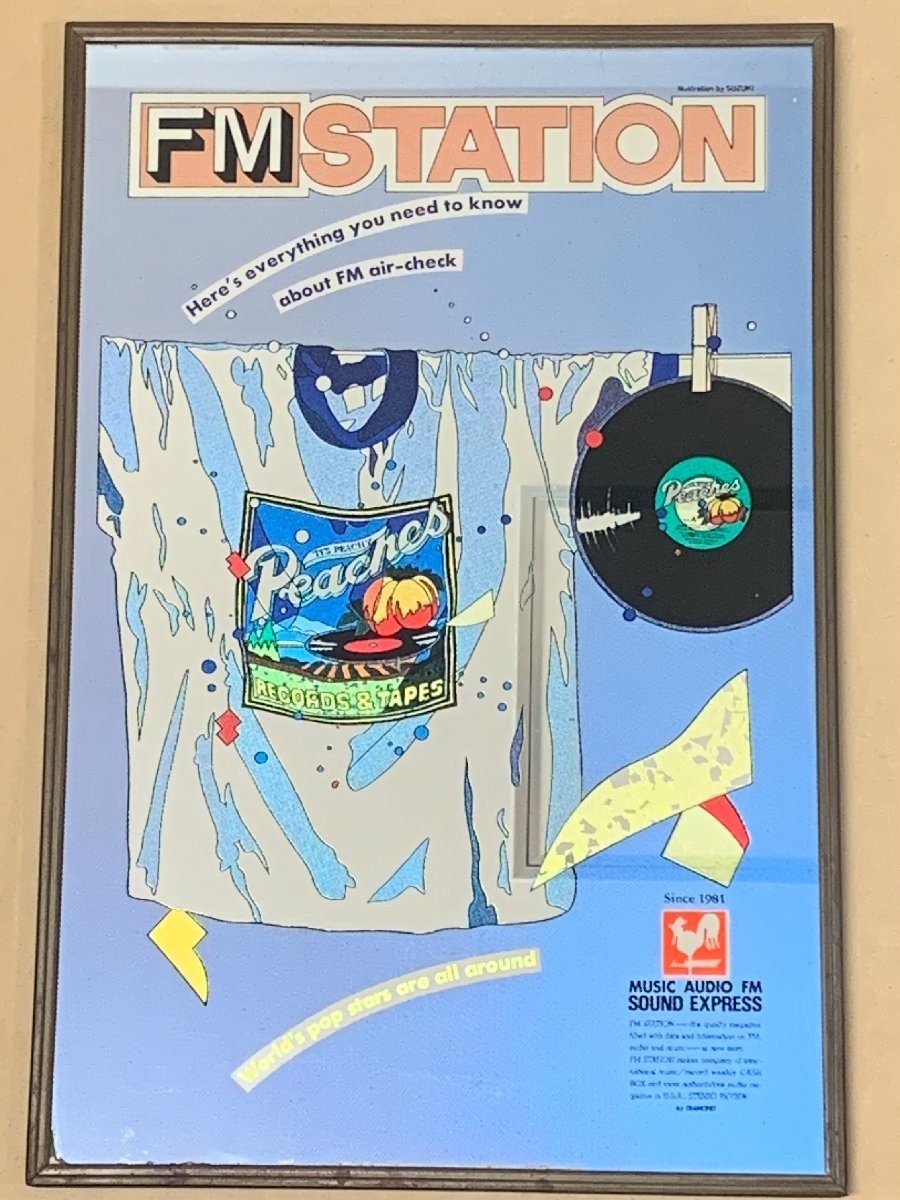 9263 パブミラー SUZUKI EIZIN 鈴木英人 FM STATION PEACHES 46×30.5
