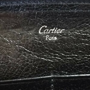 Cartier カルティエ 長財布 マスト ブラック レザー 黒 ラウンドファスナー ラウンドジップ 財布の画像8