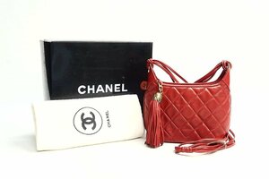 1円スタート ★ CHANEL / シャネル ヴィンテージ マトラッセ フリンジ タッセル 4連ストラップ ショルダーバッグ 未使用 横浜高島屋購入品