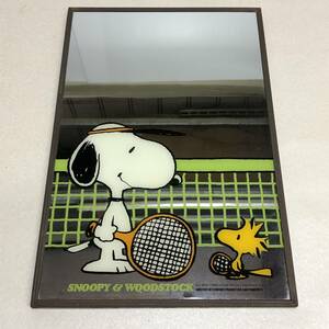 【スヌーピー＆ウッドストック ビンテージ パブミラー PEANUTS SNOOPY & WOODSTOCK 壁掛けミラー テニス】