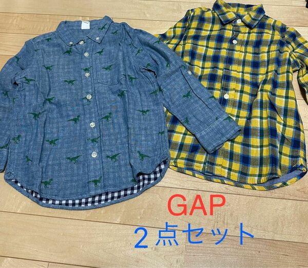 GAP 長袖シャツ チェック柄 恐竜　2点セット