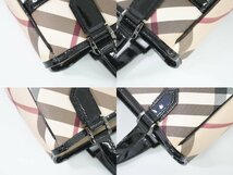 本物 バーバリー BURBERRY ノバチェック チェック トートバッグ ハンドバッグ PVC パテントレザー ベージュ ブラック バッグ 中古_画像6