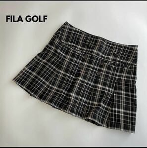 Lサイズ　FILAGOLF フィラゴルフ　チェック柄　スカート　プリーツ　ゴルフ　ウェア レディース　黒